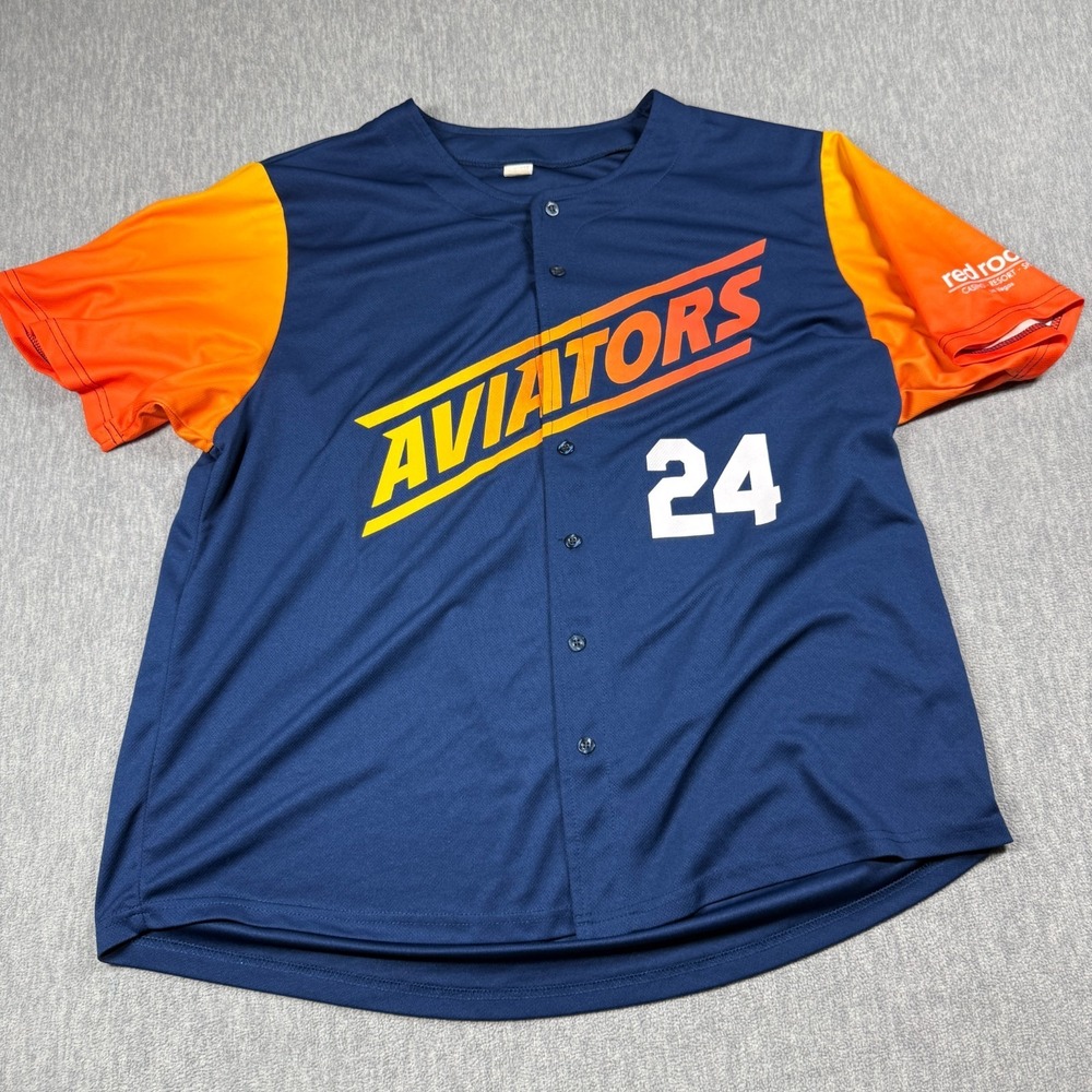 Success Brands Jersey Men XXL Blue Las Vegas Aviators MiLB Baseball Button Up 24
